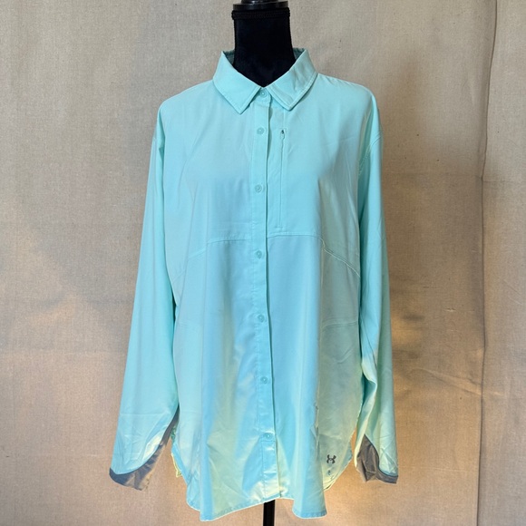 Under Armour Tops - Under Armour Loose 3XL Women's Plus Vented Outdoor Shirt Heatgear Mint Green